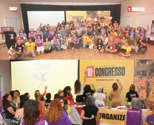 Toda a delegação e intervenção das mulheres.